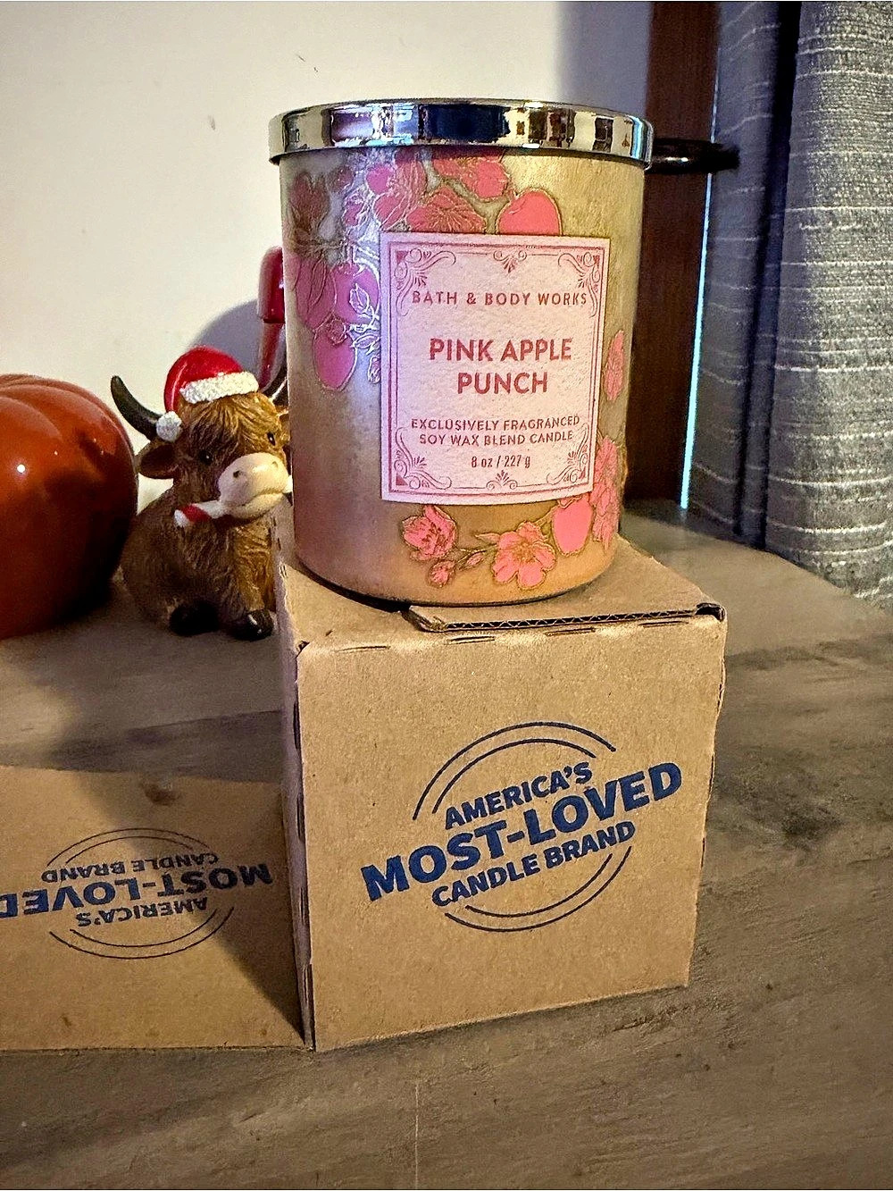 Bath & Body Works Pink Apple Punch Single Wick Candle Pink & Gold
